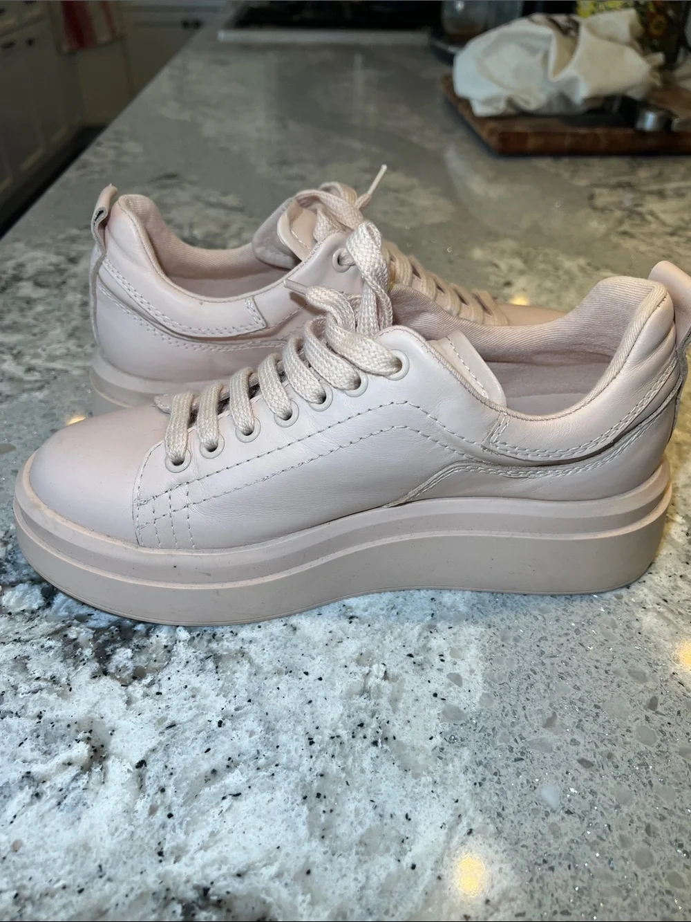 ZARA Pastel Pink Faux Leather Chunky Platform Sneakers Size 38 (US 7.5)